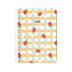 2026 Spiral Planner – Gingham Strawberries