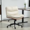 Beige Armless Office Chair with Wheels