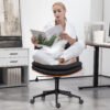 Black Armless Fabric Office Chair with Wheels