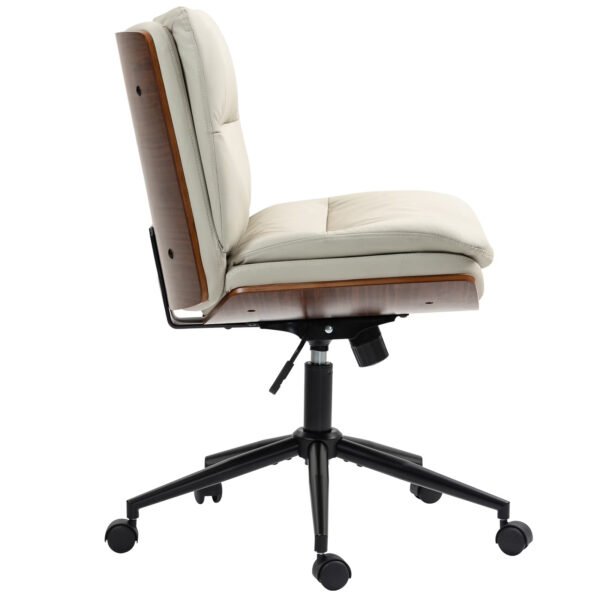 Beige Armless Office Chair with Wheels