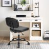 Black Armless PU Leather Task Chair with Wheels